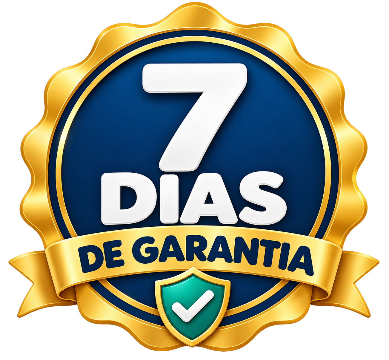 Selo de 7 dias de garantia do aplicativo infantil Partiu Kids.